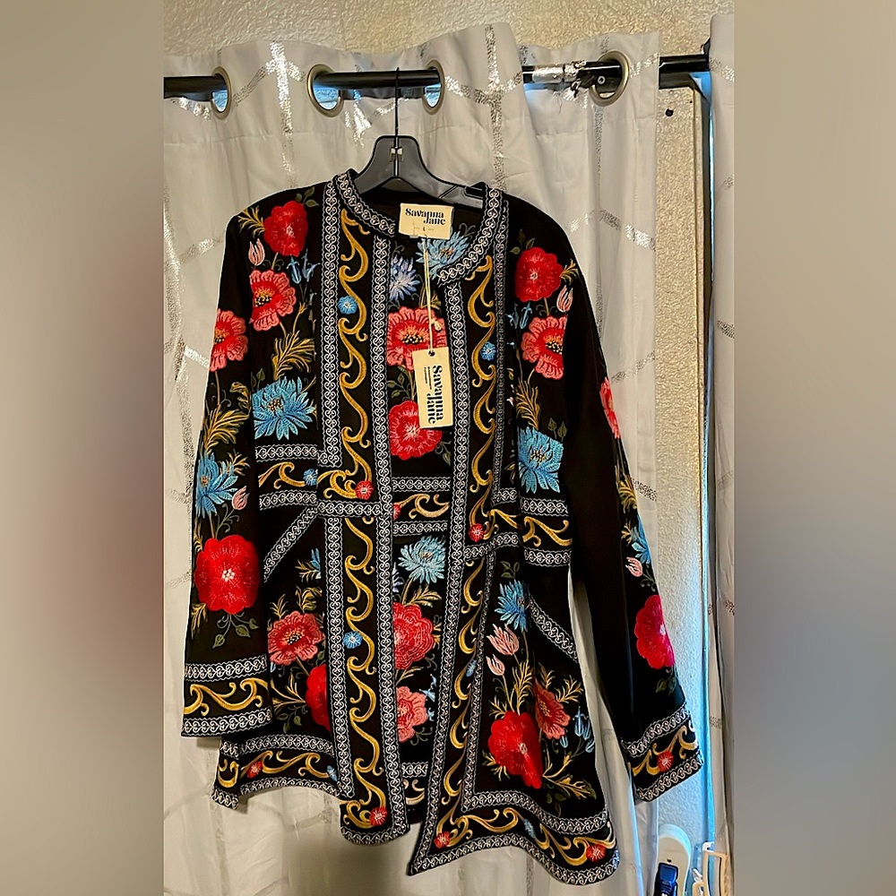 Savanna Jane Black and Red Ornate Blazer